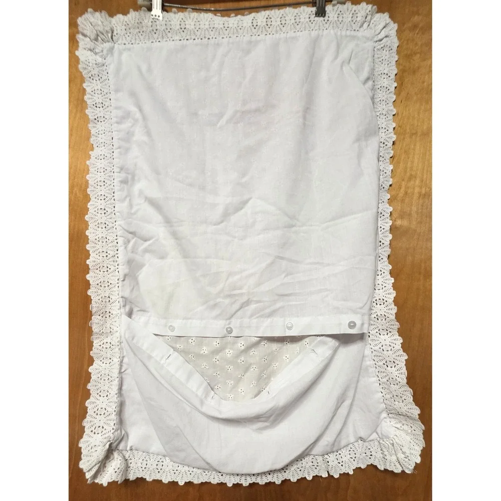 Vintage White Eyelet Pillowcase Crochet Lace Trim 30 x 18 Cottage Shabby Chic